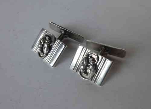 Denmark Willy Kromar silver Deco foliage cufflinks