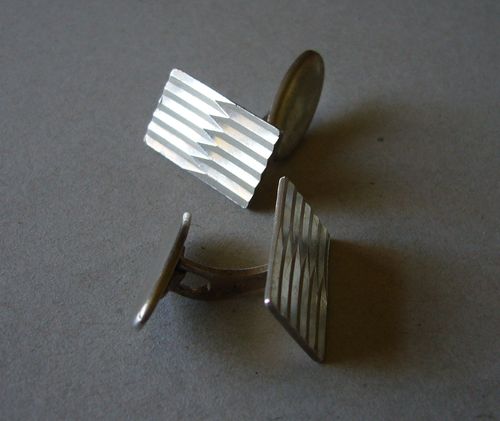 GIFA silver abstract ridged cufflinks