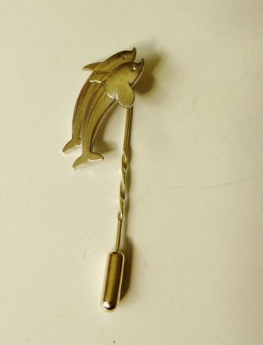 Georg Jensen Sterling silver dolphins lapel pin by Arno Malinowski