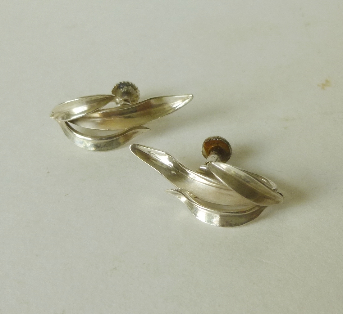 Anton Michelsen Engel 'Grass' earrings, screws - Scandinavian Silver