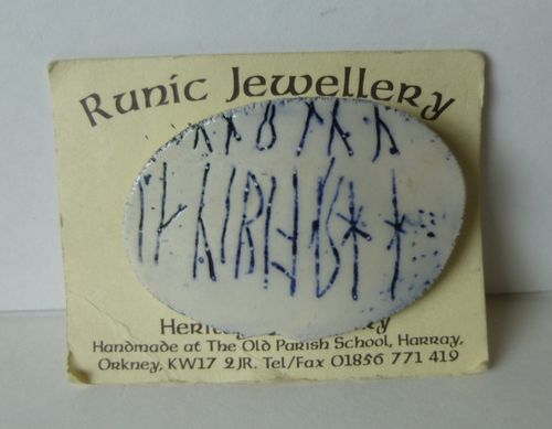 Orkney ceramic Ingaborg Viking Runes brooch