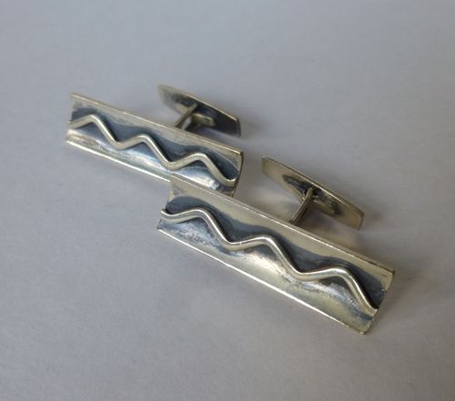 Long Sterling silver modernist cufflinks