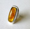 Fischland  835  PB silver amber ring, size L