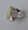 Huge modernist  silver ring with silver ball and gold ledge, size R